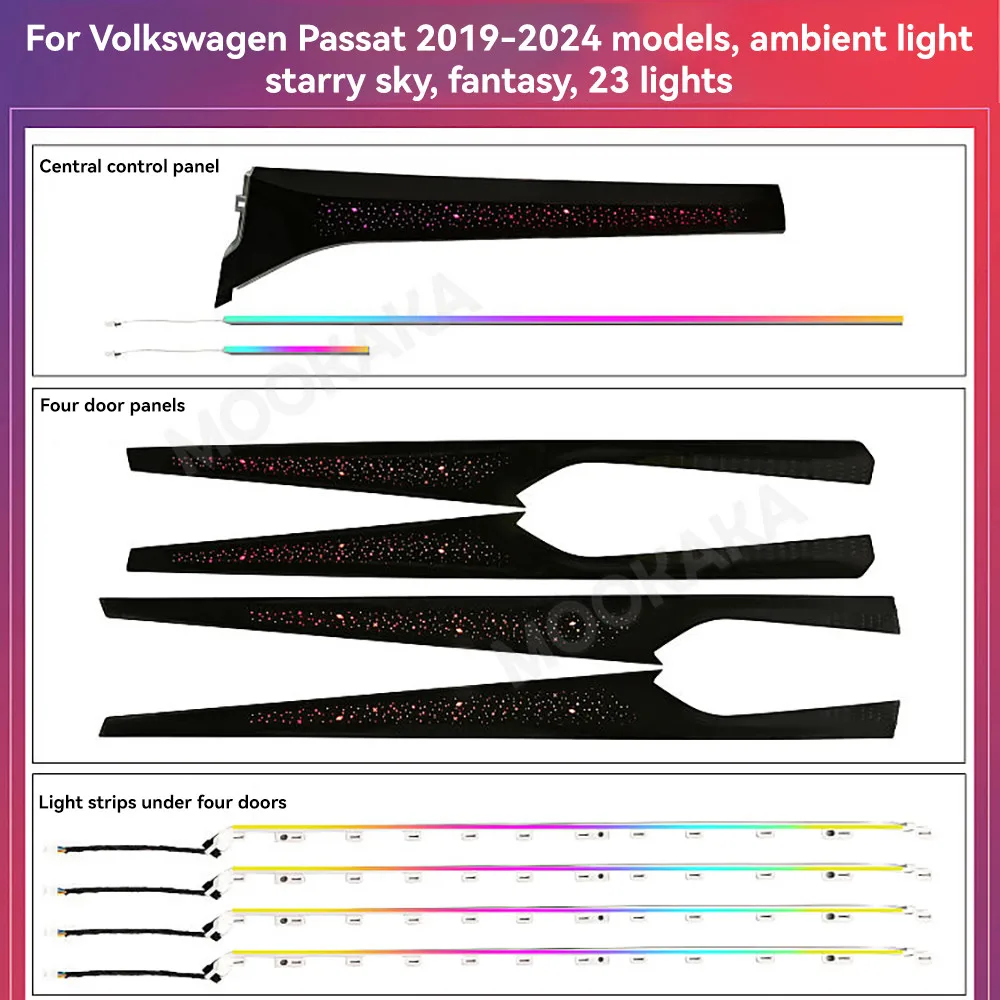 For Volkswagen Passat 2019-2024 models Ambient Lighting LCD Display starry sky fantasy light Modification New Car Accessory