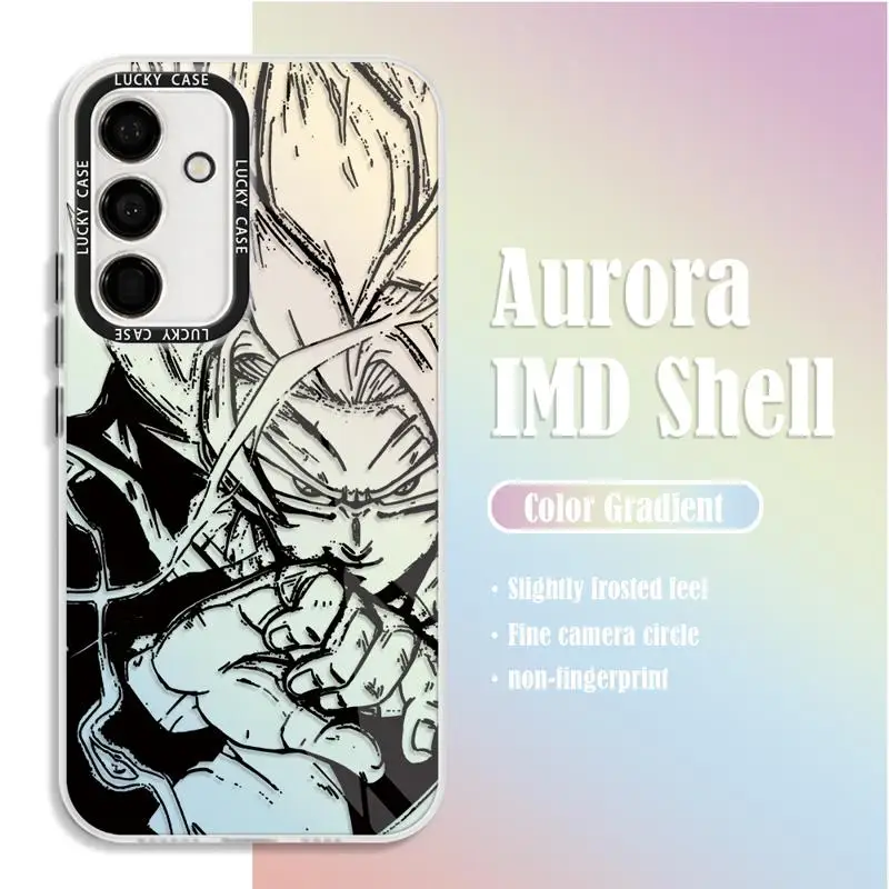 Laser Gradient Phone Case for Samsung Galaxy A55 A54 A53 A15 A13 A14 A72 A34 A35 A24 A50 Holographic G-Goku V-Vegeta Dark Art