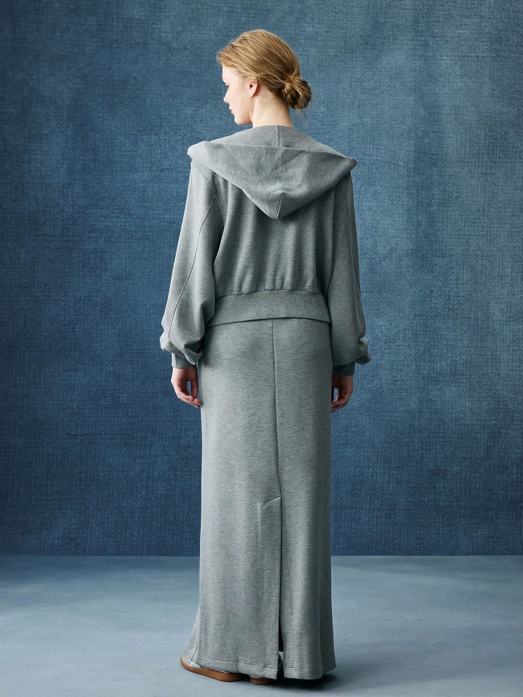 

Page Hello MS Long Velvet Cotton Fleece Lined Hoodie Short Skirt Shape Women's Autumn Fashion Set Casual Style Two Pieces