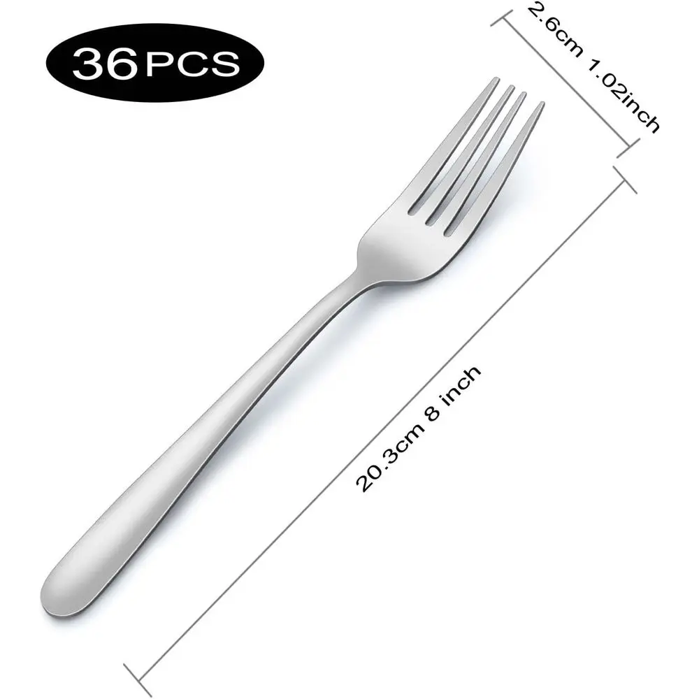 8 Inch Stainless Steel Silverware Set, Mirror Polished, Ideal for Small Gatherings or Home/Restaurant Use, Dishwasher Safe