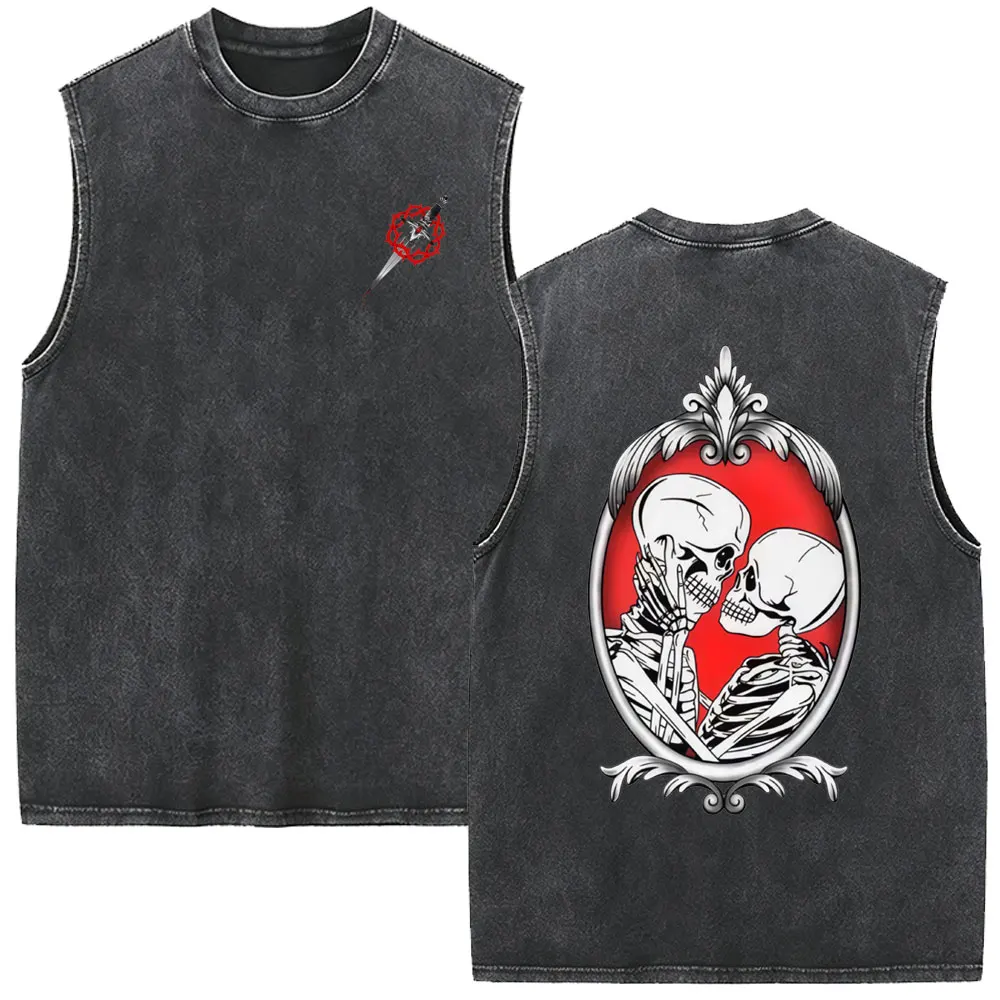 Rock Band Bad Omens Vintage Washed Tank Tops Men Women Casual Retro Cotton Sleeveless Vest T-shirt Male Gothic Oversized Tshirt