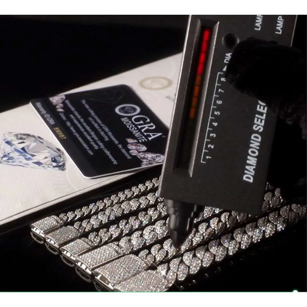 Custom Hip Hop Moissanite Jewelry Bracelet 925 Sterling Silver Men Cuban Link Chain Luxury Vvs.