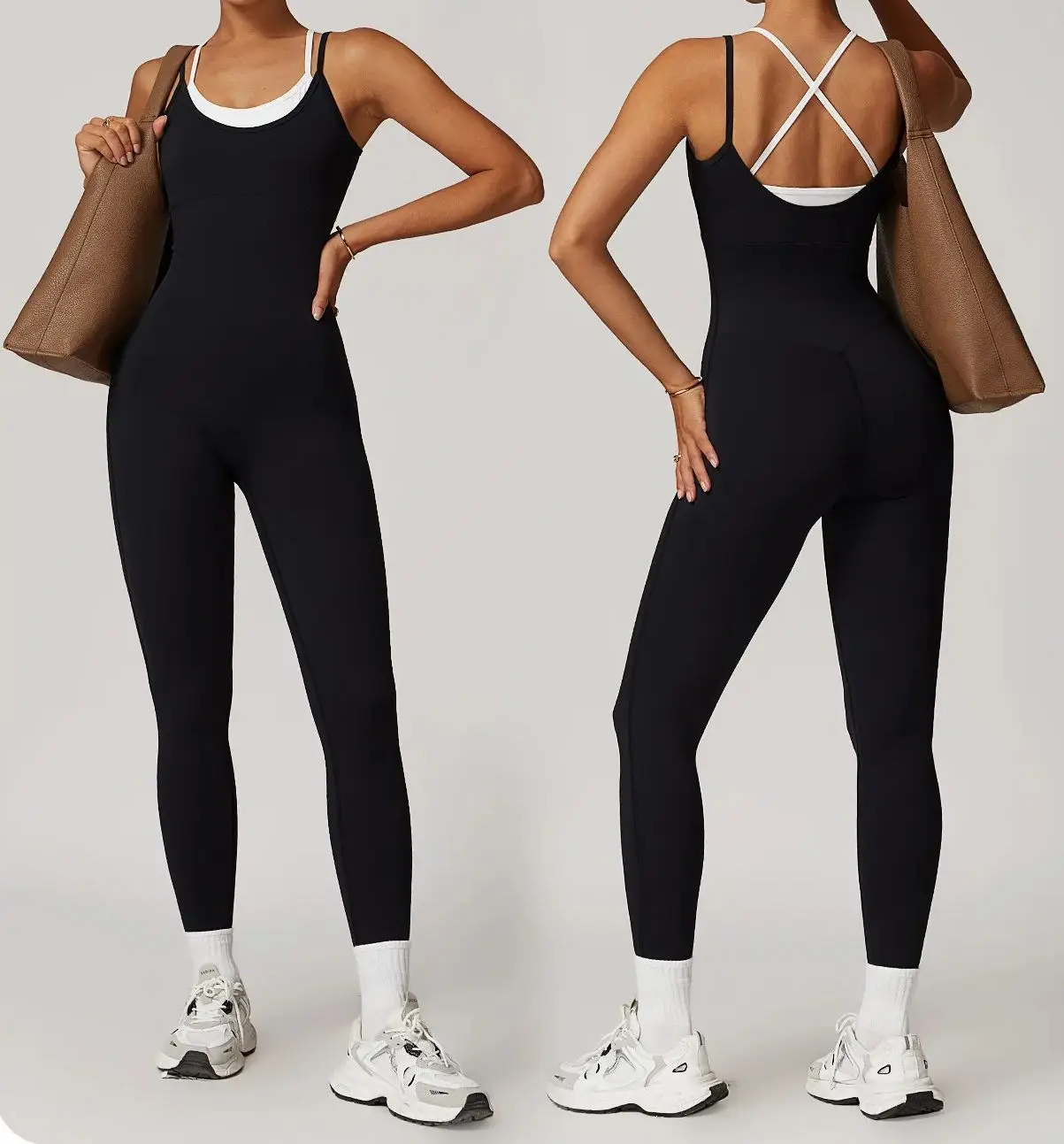 2024 Women's New Two Pieces In One Slimming Fashion Tight Sports Fitness Dance Performance Yoga Jumpsuit