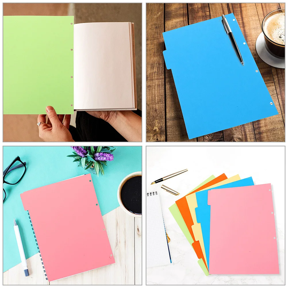3Sets Colored Binder Dividers Paperboard Loose Leaf Tabs for Notebook Journal Presentation Index Pages A4