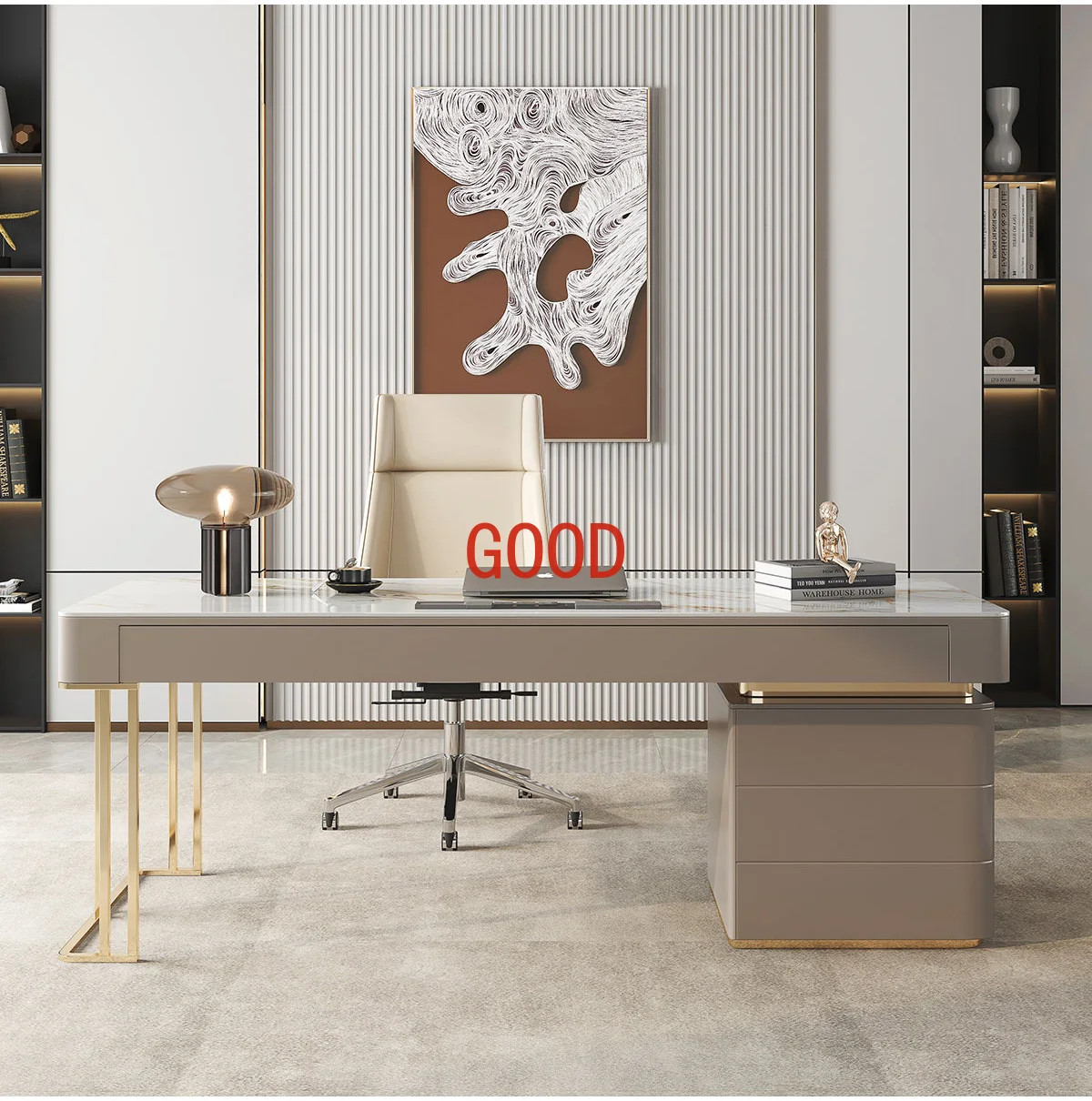 Rock Slab Desk Small Apartment Scandinavian Study Luxury Office Desk Computer Modern Writing  Desk Home