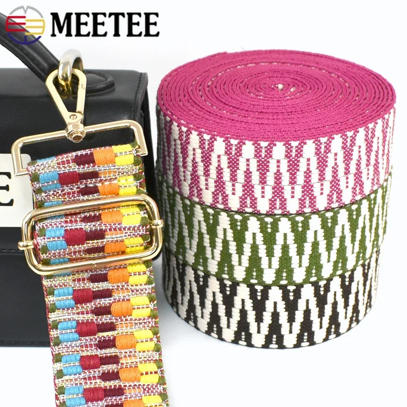 3/5Y 38/50mm Jacquard Webbing Tape Ethnic Polyester Ribbon Canvas Bag Strap Clothes Decoration Lace Band Sewing Bias Material