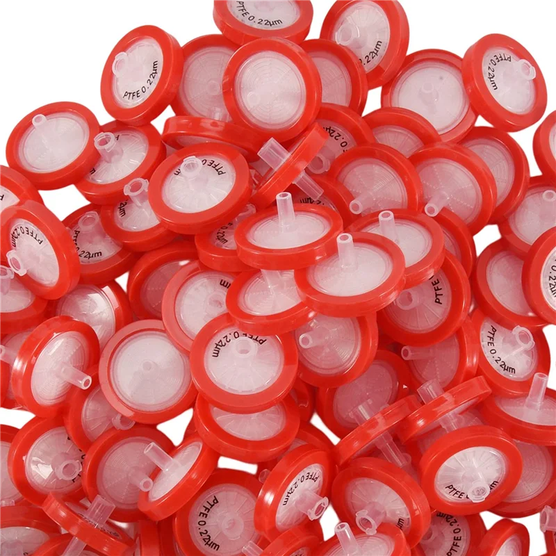 

100 PCS Syringe Filter PTFE, Syringe Lab Filter Membrane Diameter, 0.22Μm Pore Size, HPLC