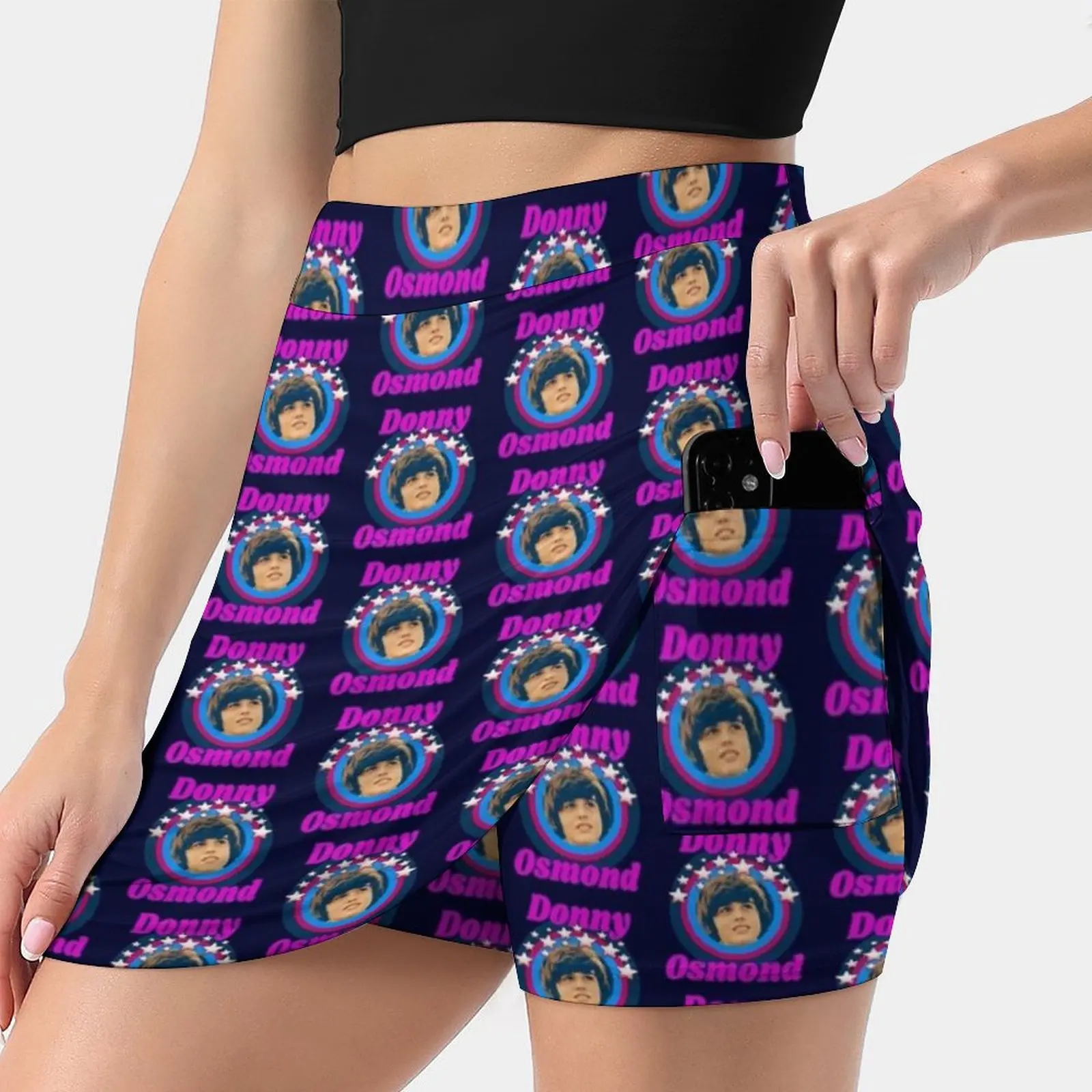 Star Tribute : Donny Osmond Women's skirt With Hide Pocket Tennis Skirt Golf Skirts Badminton Skirts Running skirts Osmonds