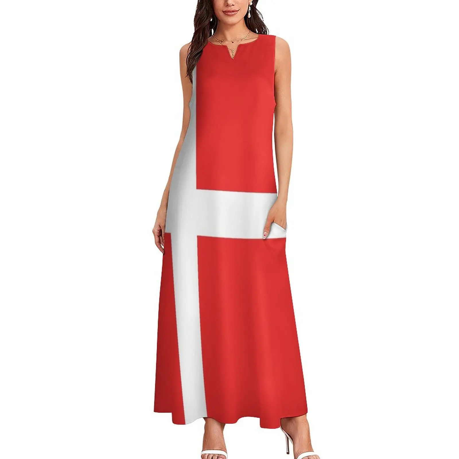 Danish Flag Long Dress women's summer dresses 2025 prom dresses long dresses for women