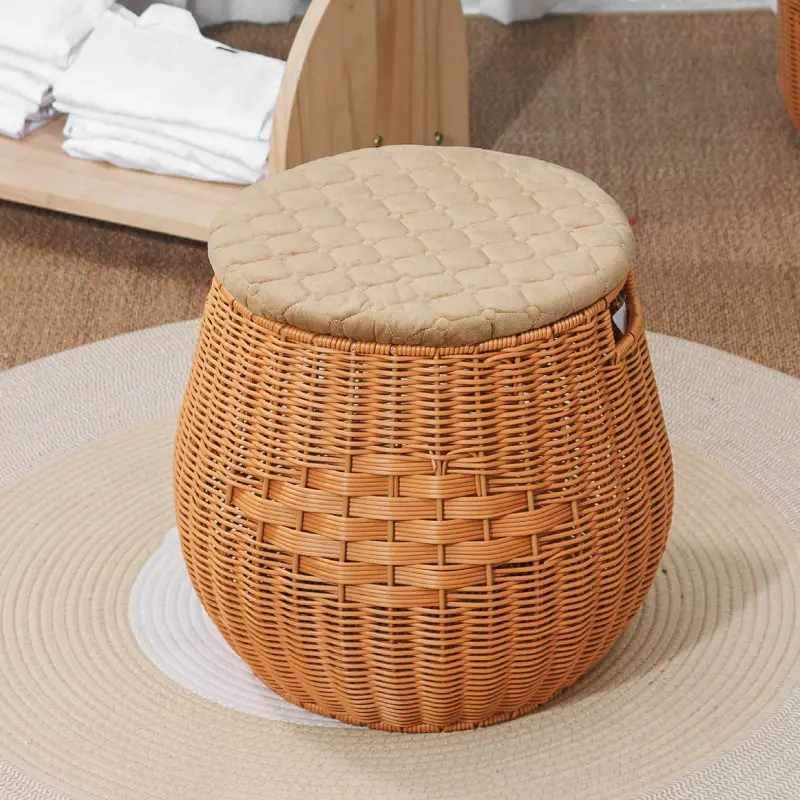 

Тканый табурет для хранения, скамейка для обуви ручной работы из ротанга с сиденьем для прихожей гостиной, современный органайзер для домашнего декора