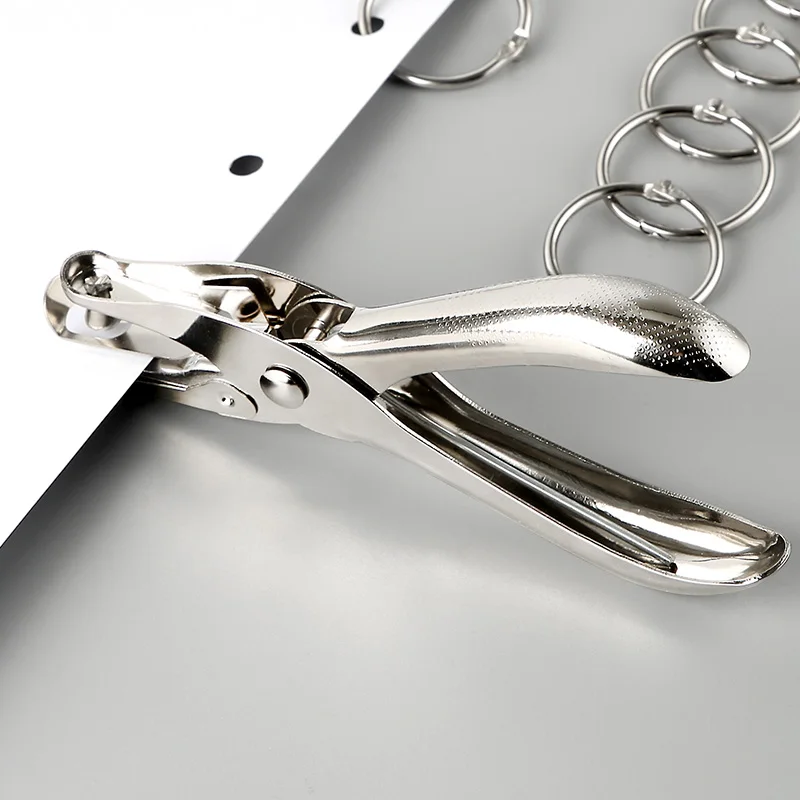 ثقب معدني واحد - مثقاب ثقب يدوي محمول باليد، متين لمكتب الطلاب، ربط أوراق الشجر السائبة