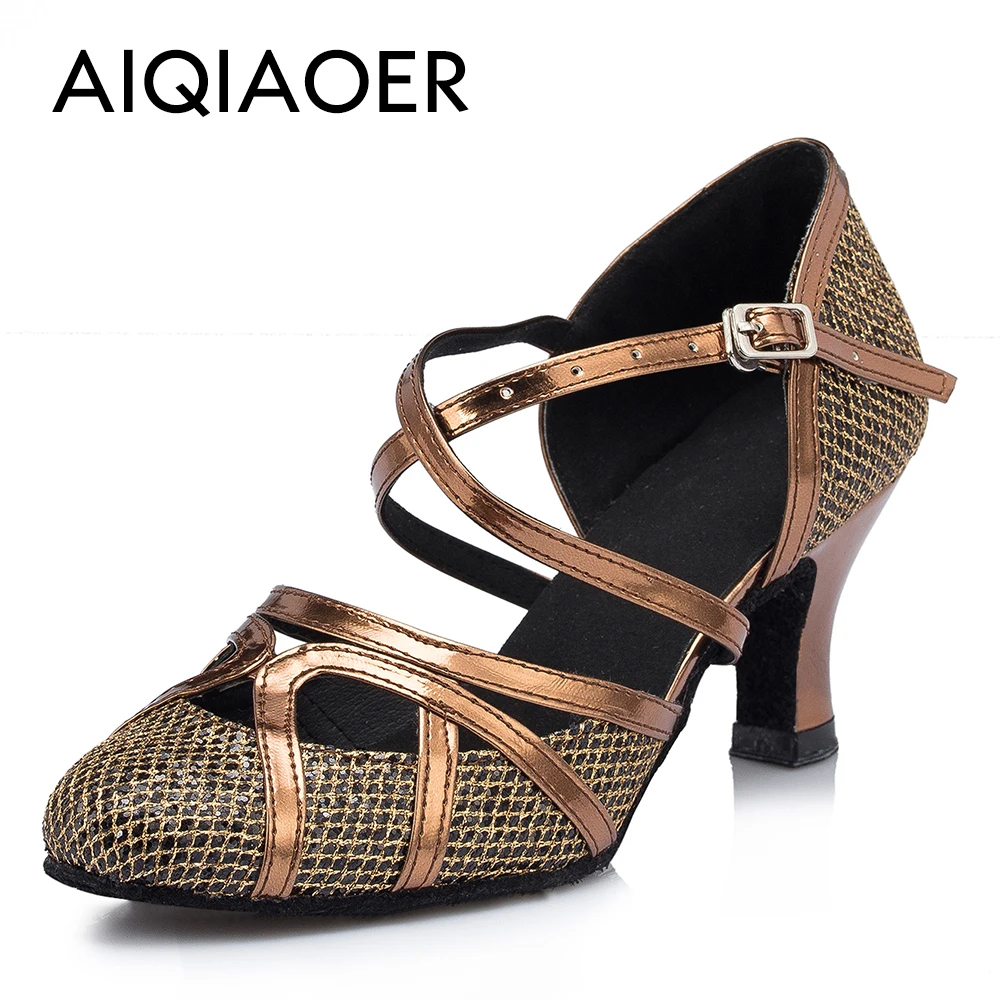 Baotou Latin Dancing Shoes for Women, Square Dancing Shoes, High Heel, Soft Sole, Ballroom Dancing, New