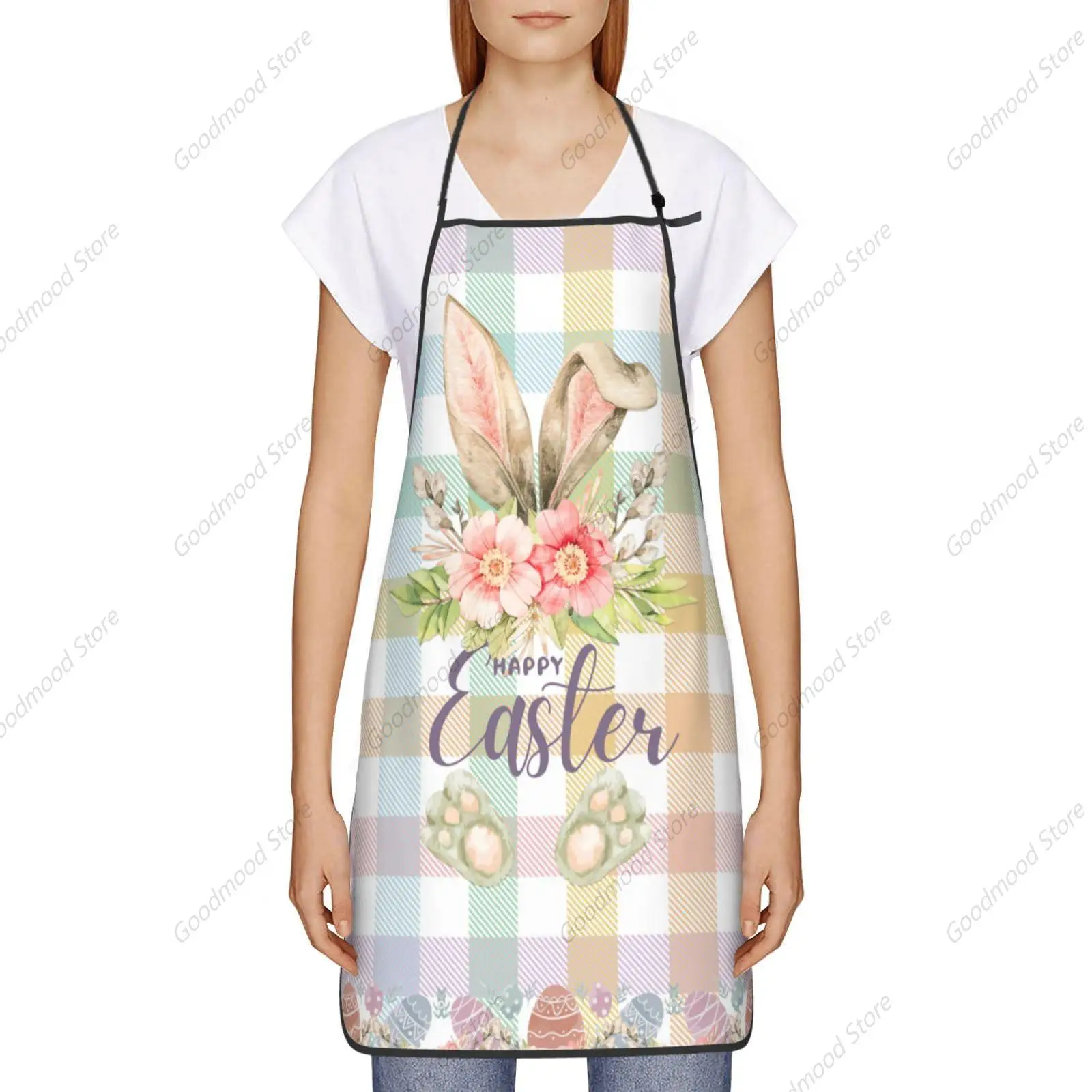 Easter Apron for Women Men, Happy Easter Bunny Apron Gifts for Chef Grilling Cooking Baking BBQ