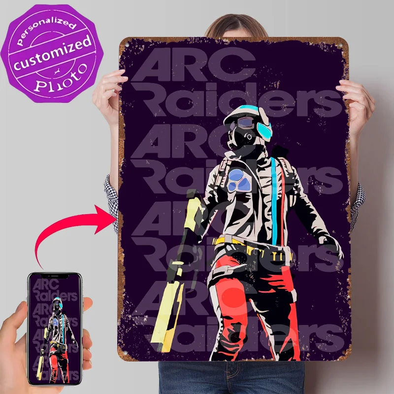 Neon Sign Arc Raiders Character Metal Poster Customized Wall Art Retro Vintage Metal Signs for Man Cave Home Decorations House