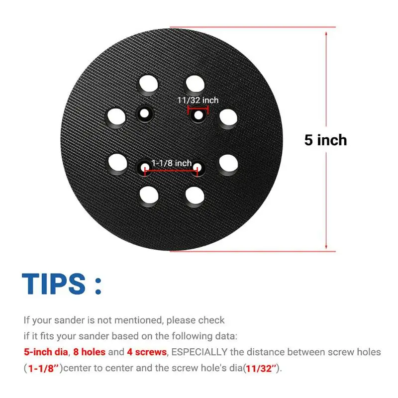 

1Pcs Replacement Sanding Pad 5 Inch 8 Hole Hook And Loop Backing Plate For Ridgid R2600 Craftsman Random Orbit Sander