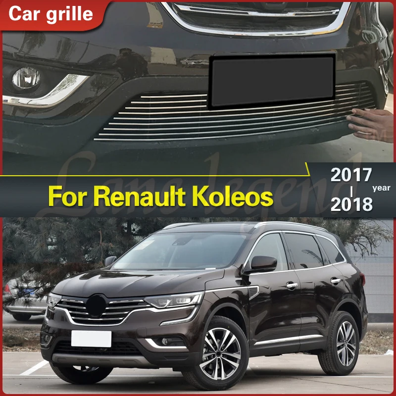 for Renault Koleos 2017 2018 Car Body Cover Stainless Steel Trim Front Up Grid Grill Grille Around Frame Lamp Parts Body Kit