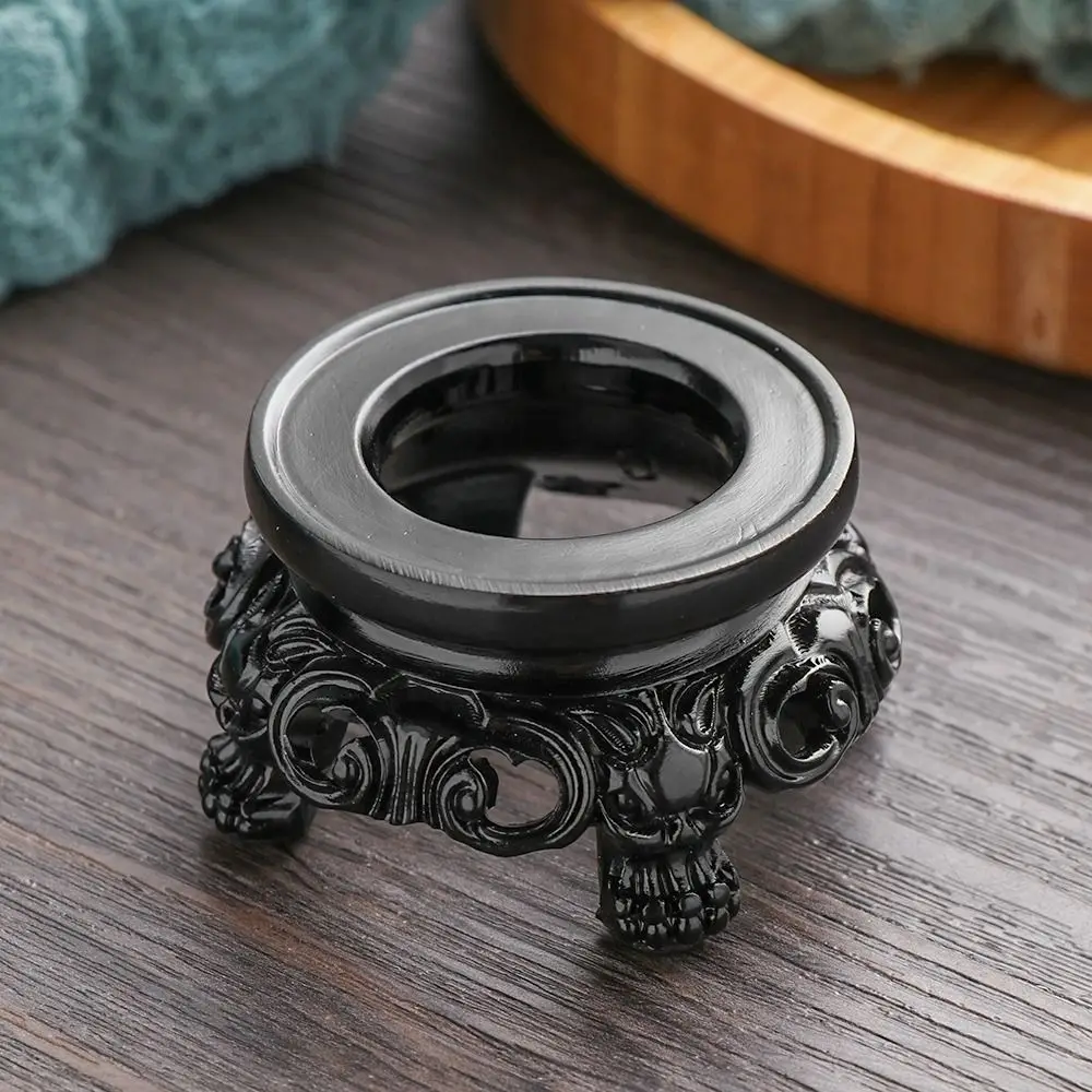 Round Black Carved Hollow Home Decoration Prop Fixed Seat Sphere Pedestal Display Stand Globe Holder Crystal Ball Base