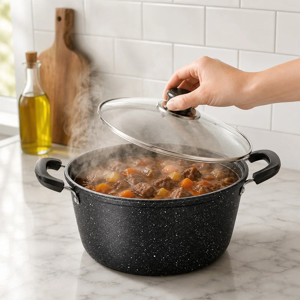 Kitchen Restaurant Non Stick Cast Iron Induction Soup Pot and Pan Large Stocked Soup Pot With Lid