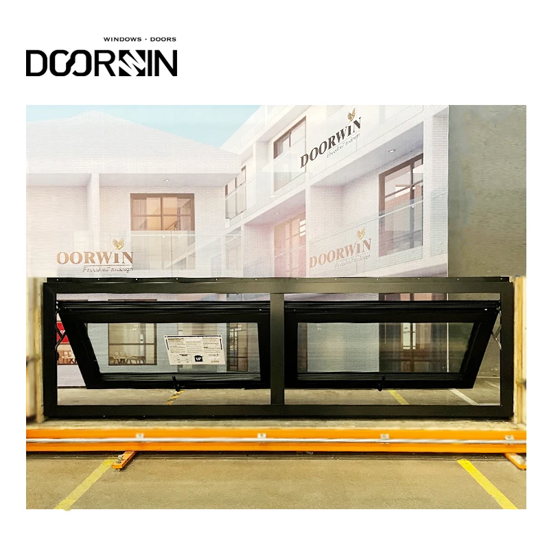 Doorwin Industrial Modern Clear Lowe Glass Triple Glazed Windows House Windows Aluminiowa markiza typu Czarne okna