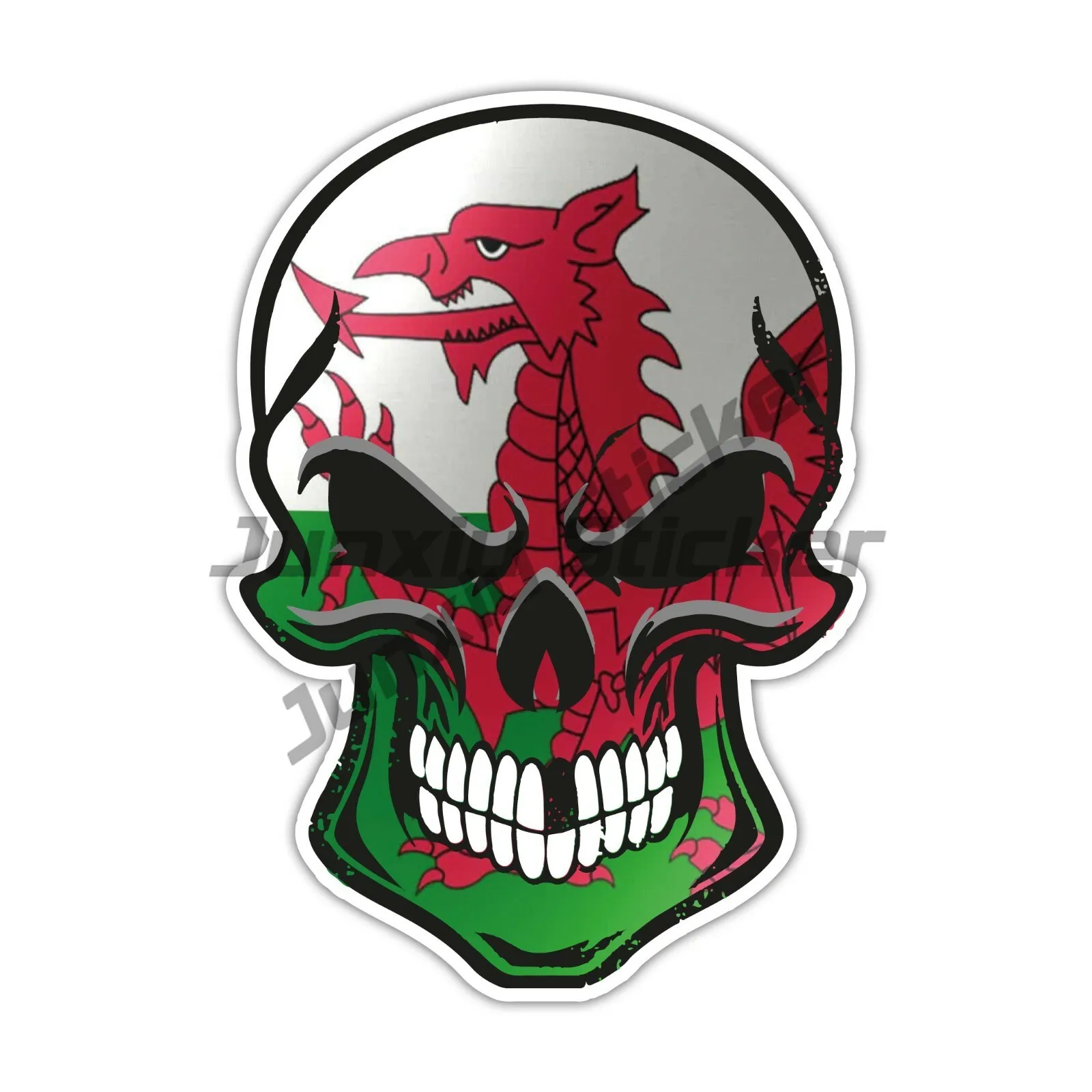 

Gothic Biker and Welsh Dragon CYMRU Flag Vinyl Car Bike Sticker Laptop
