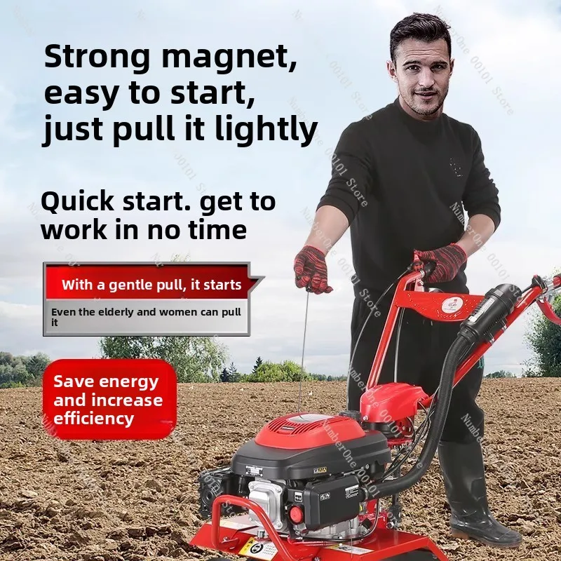 Fuel Powered Portable Small Micro Tiller Agricultural Rotary Soil Loosening Plowing Weeding Machine
