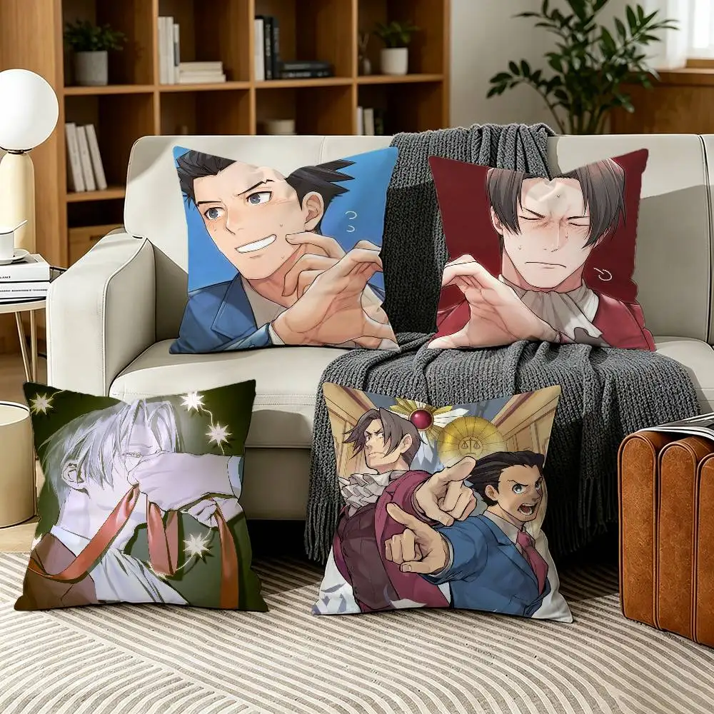 Taie d'oreiller Ace Attorney Miles Edgeworth pour canapé, salon, bureau à domicile, housse de protection