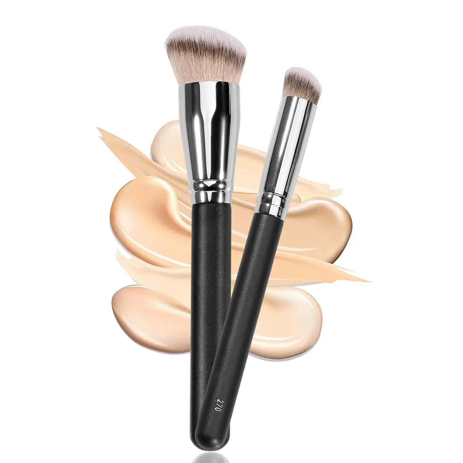 Professional Foundation & Concealer Brush Set, Premium Synthetic Makeup Brushes for Liquid, Cream, Buffing, Contour & Flawless Blending