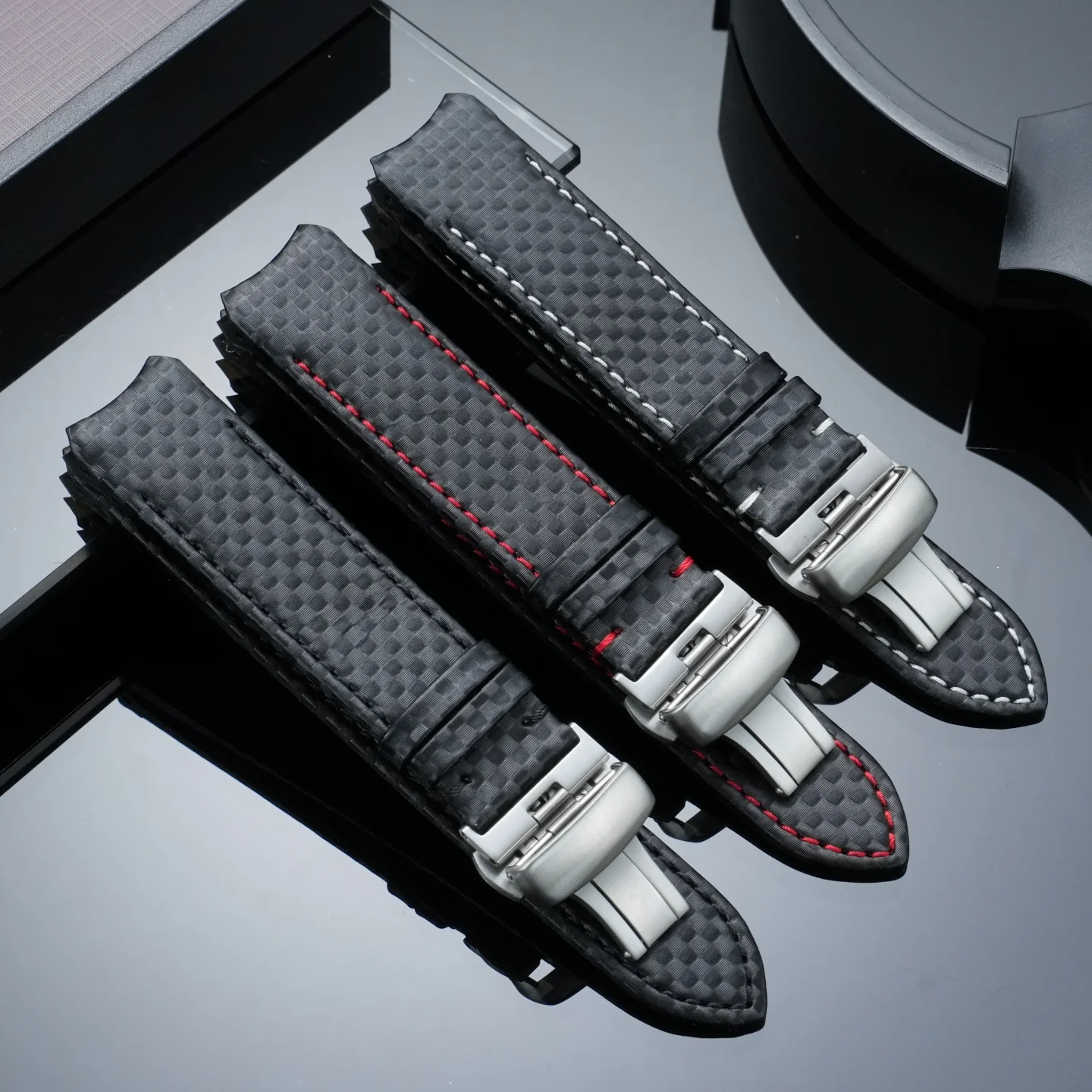 T013 Carbon Fiber Grain Cowhide Watch Strap For Tissot T013.420A Curved Interface Sport Watch Band Butterfly Clasp Men 21mm Soft