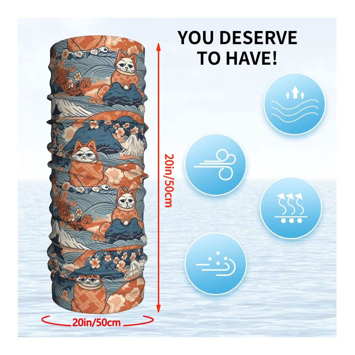 Magic Judging Japanese Cat Scarf Neckerchief Neck Face Mask Polyester