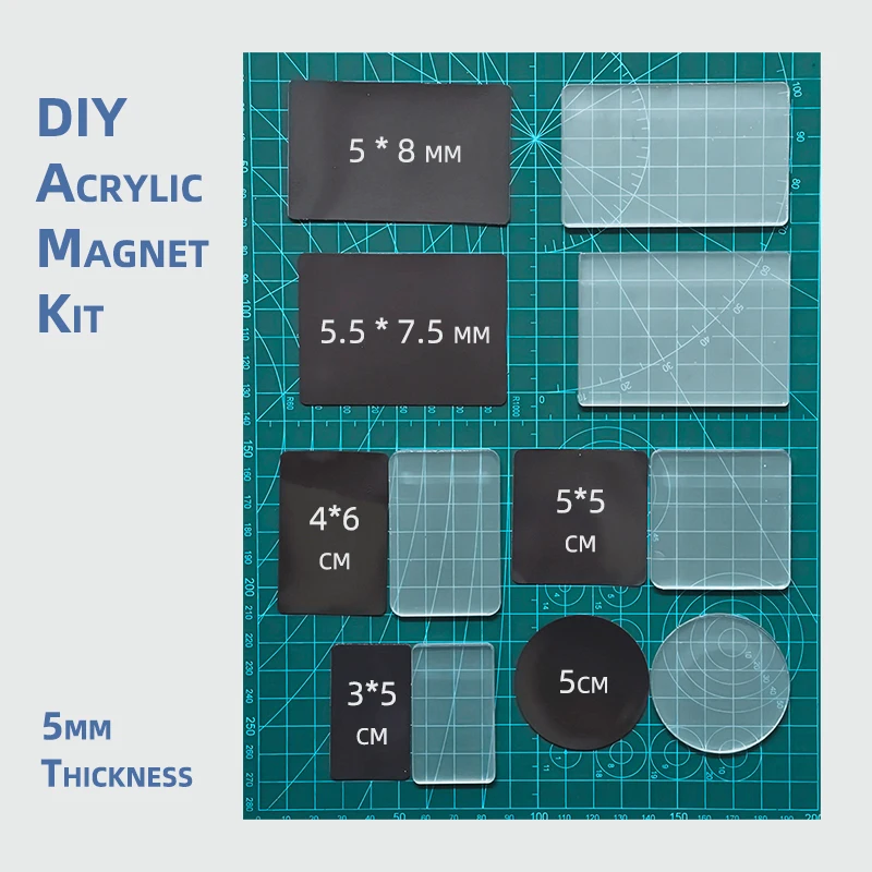 4/6 Pcs Premium Acrylic Fridge Magnet DIY Photo Kit 5mm Self Adhesive Blank Refrigerator Craft Supplies Transparency Making Set