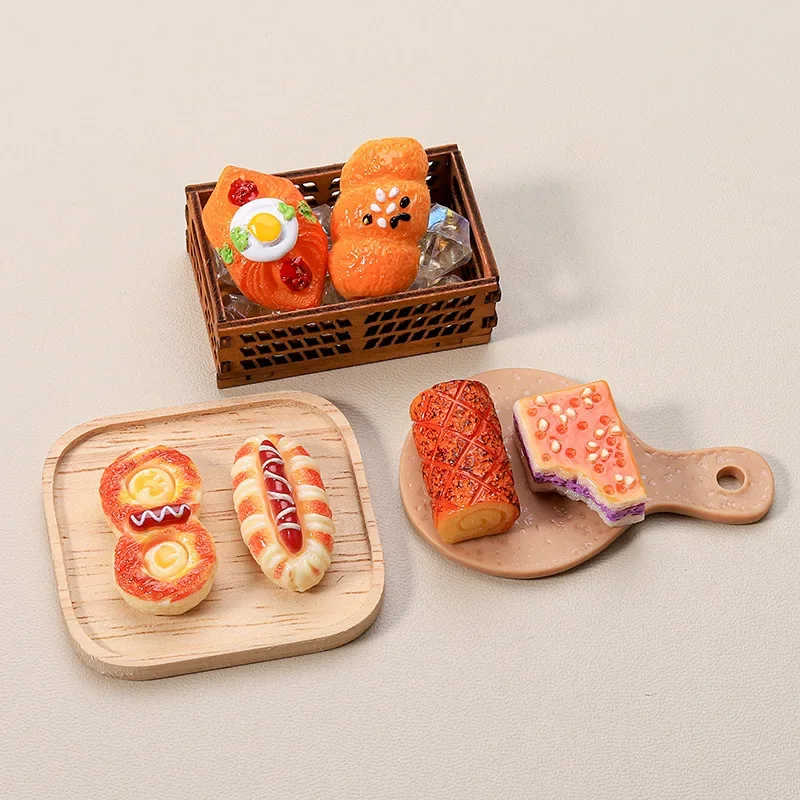 

Dollhouse Sausage Cake Bread Cheese Food Play Kitchen Scene Hand Diy Resin Simulation Miniatures Baker Store Doll Accessories