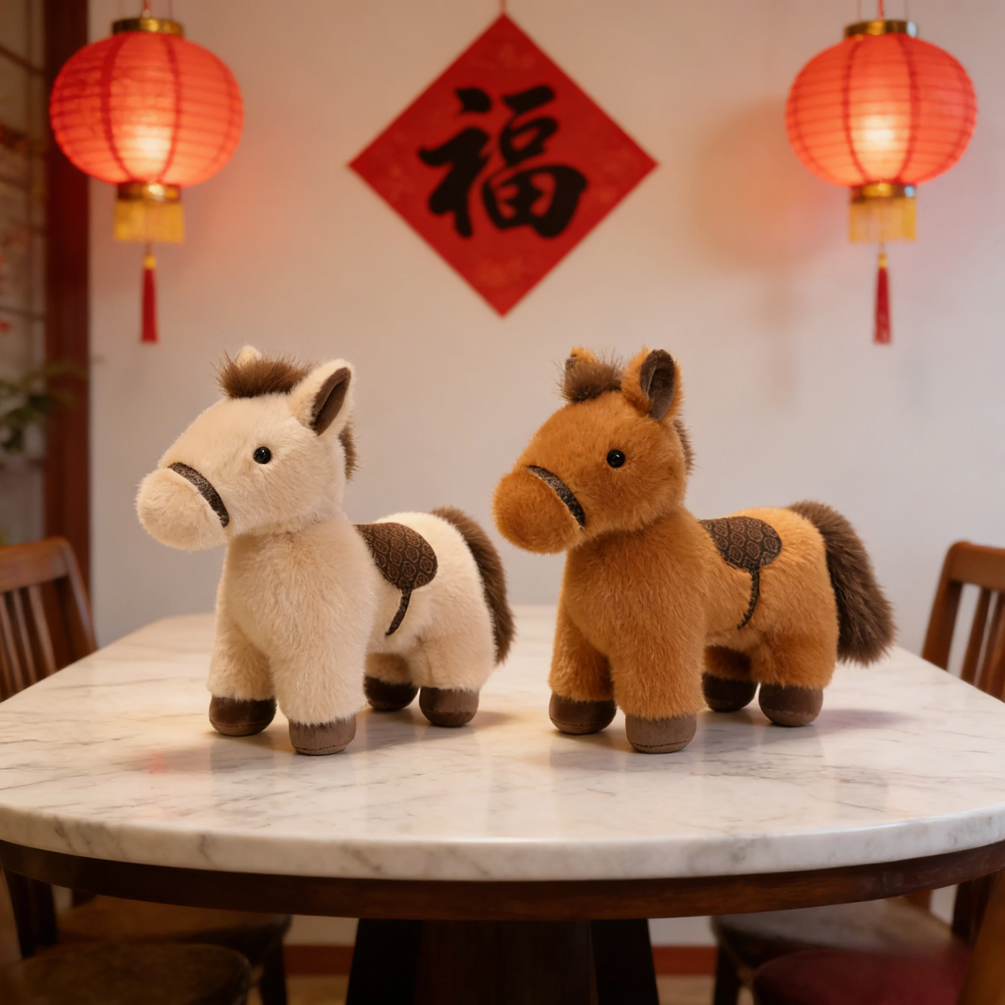 Superweiches 20 cm großes Plüsch-Pony-Pferd, Cartoon-Stofftier-Maskottchen-Spielzeug, süßes Geschenk für Kinder, Mädchen, Jungen, für 2026 Neujahr