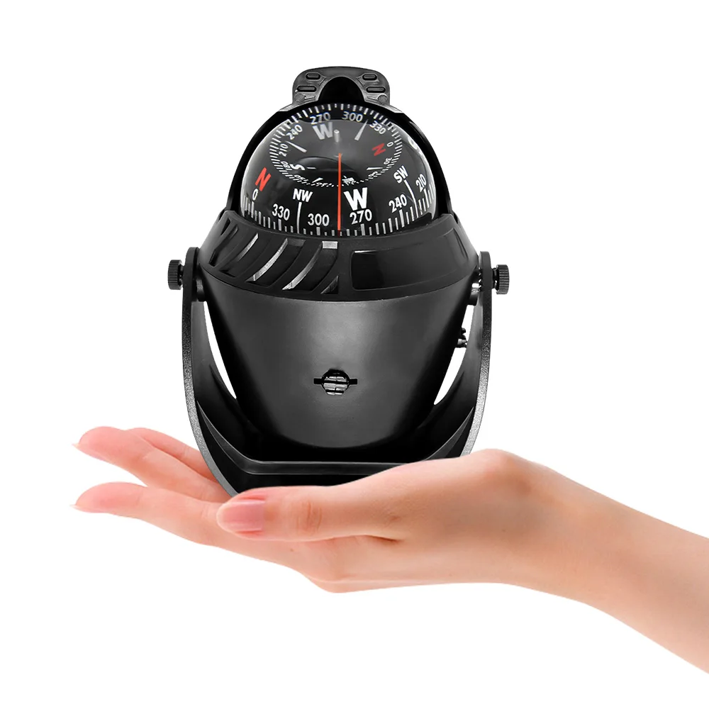 Car Dashboard Compass Sea Marine Boat Pivoting Guide Direction LED Light Electronic Navigation Compass for Vehicle Ship Camping
