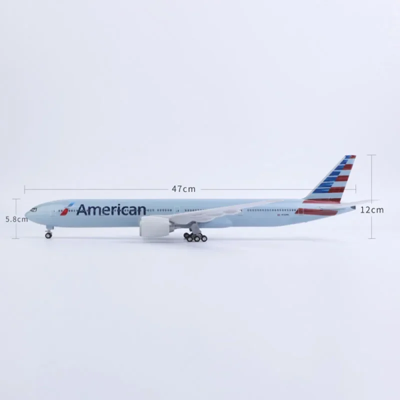 Imagem -03 - Modelo American Air Airlines com Trem de Pouso de Luz e Roda 47cm Escala 157 777 B777 Aviões Plástico Fundido Avião de Resina