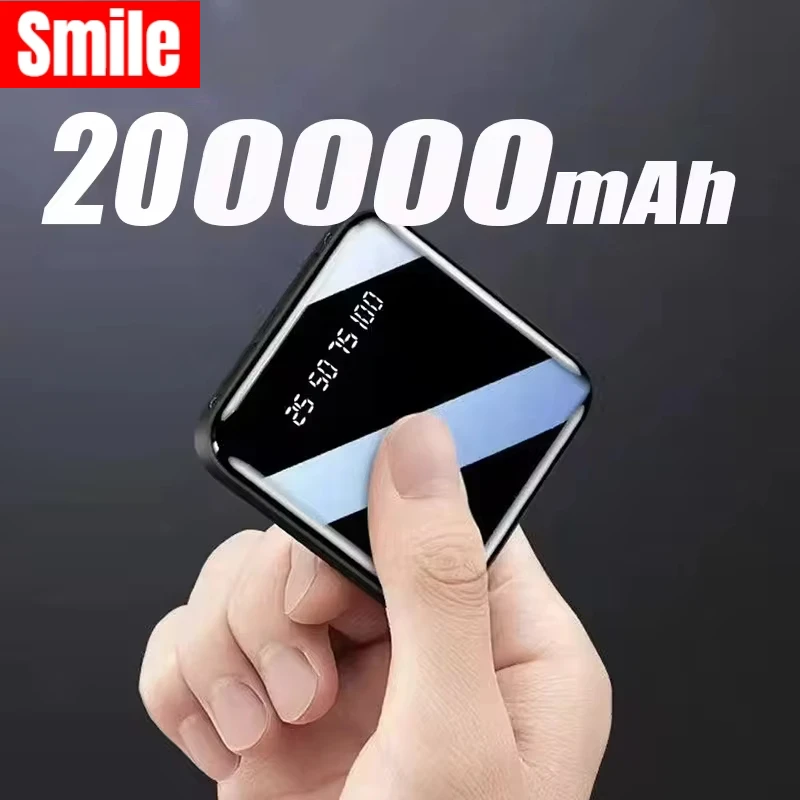 2025 New 20000mAh Mini Power Bank Portable Charger Mirror Screen LED Digital Powerbank External Battery for iPhone Xiaomi Huawei