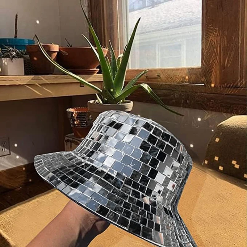 Disco Ball Fisherman Hat Bling Dance Ball Cap Sequin Cow Boy Bucket Hat Mirror Sequin Fedora Hat