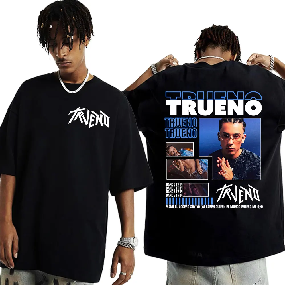 Rapper Trueno Tour Graphic T Shirts Male Vintage Fashion Hip Hop Oversized T-shirts Men Women Casual Cotton High Quality T-shirt