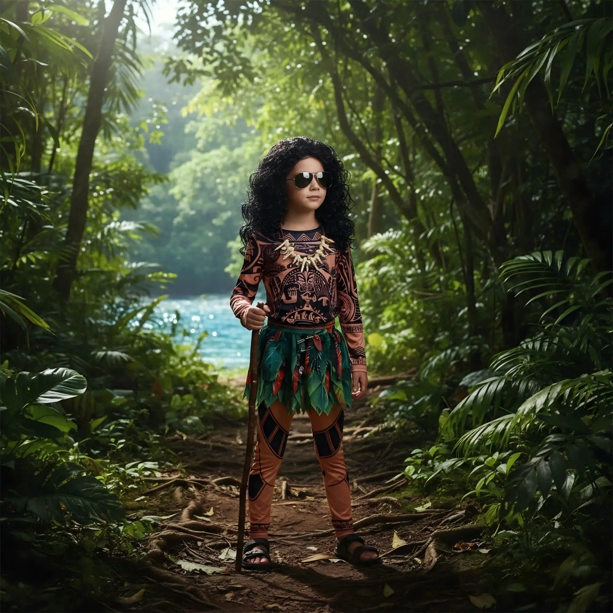 

Kids Ocean Advent Moana Maui Cosplay Costume Set Top Pants Outfit Halloween Birthday Carnival Party Role Play Costume for Boys