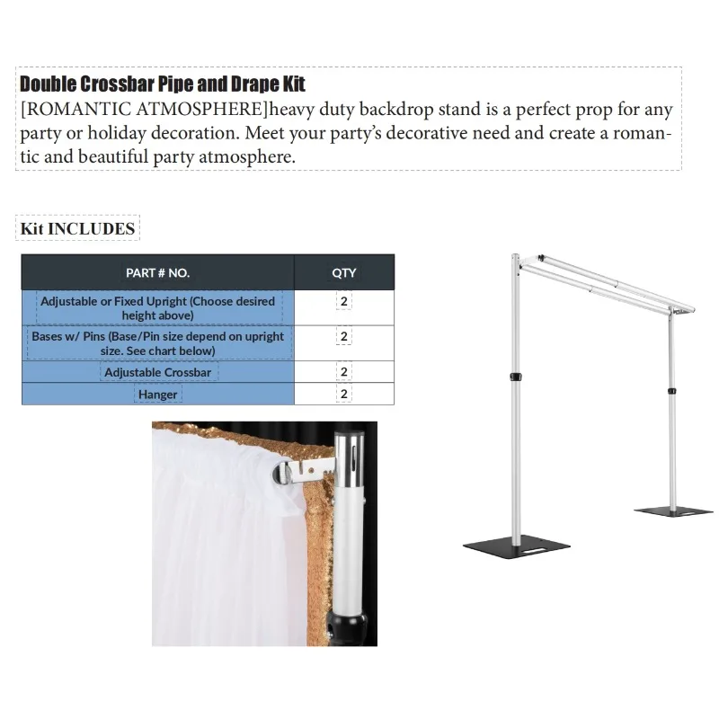 【specialized】20ft*10ft Adjustable Background Pipe And Drape With Heavy Metal Base Events Backdrop Stand view 2