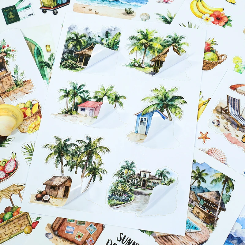 20sheets/book Vintage Vacation Trip Character Landscape Sticker Book Creative DIY Journal Material Collage Stationery