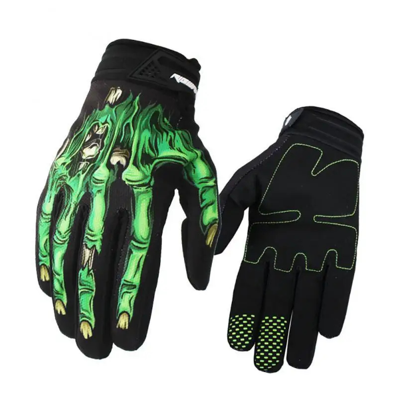 Guantes de montar con esqueleto, moda antideslizante, transpirable, resistente al desgaste, dedo largo, bicicleta, motocicleta, Fitness, deportes al