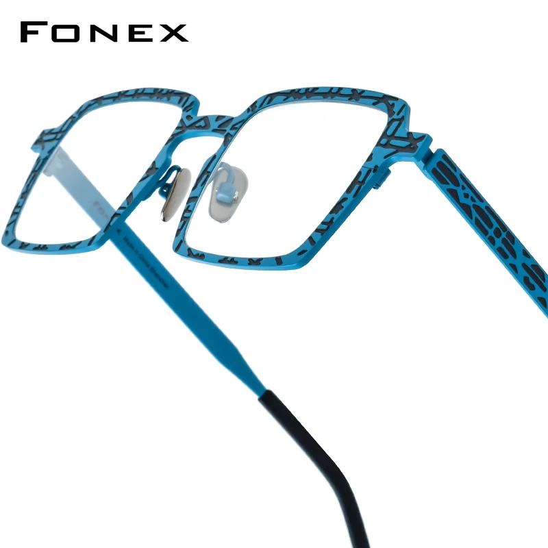 FONEX Multicolor Titanium Glasses Frame Men Fashion Brand Design Square Eyeglasses High-end Ultralight Japanese Eyewear 85876