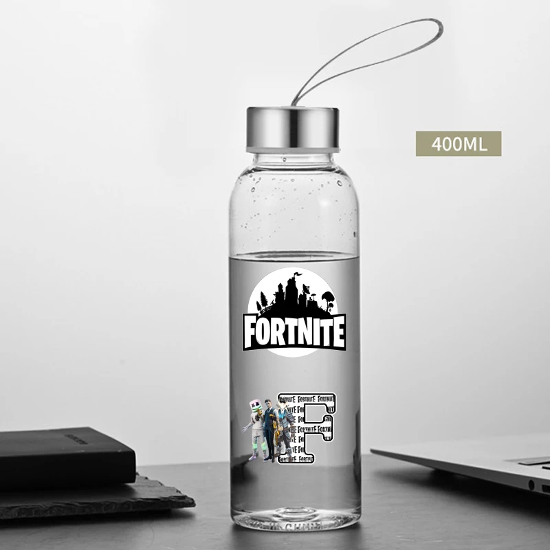 400ML Fortnites Sports Transparent Water Bottle for Boys Girls Anime Cartoon Fashion Cups Students Portable Water Cup Gifts