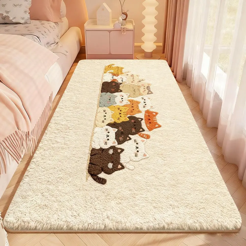 VIKAMA Whale Pattern Runner Rug for Bedroom, Soft Flannel Plush Bedside Floor Mat, Anti Slip Non Fatigue Doormat, Home Decor