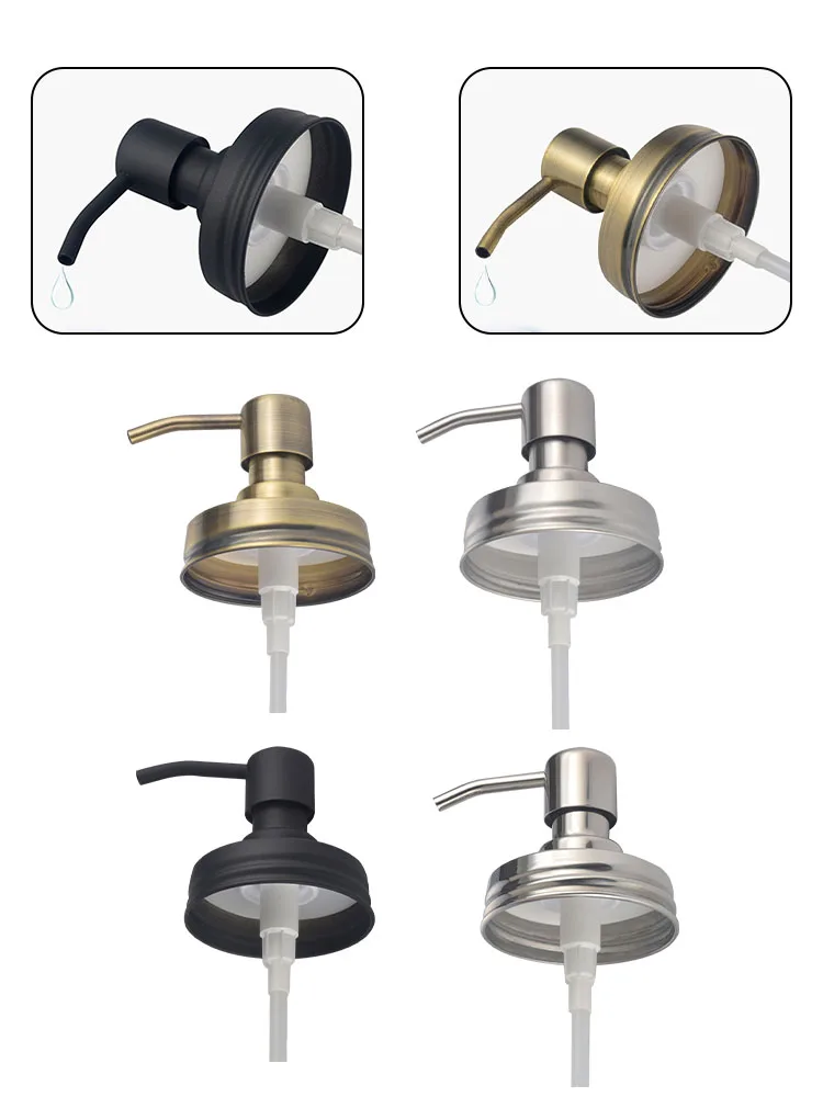 Rust Resistant Stainless Steel Soap Dispenser Leak Proof Lids for Thick Liquid Dispensing from Regular Mouth Jars
