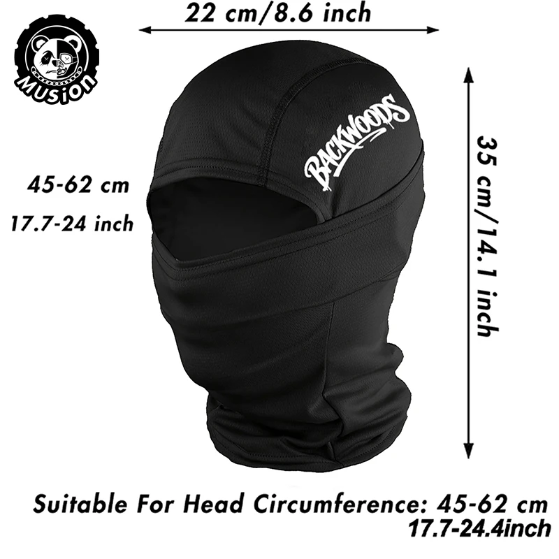 Musion Balaclava Face Mask Breathable BACKWOODS Print Sweat Absorbing Sunscreen Helmet Hat Set Suitable for Cycling and Hiking
