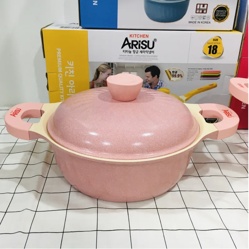 Pink Girl Heart Ceramic Non-stick Soup Pots Kitchen Gift Gas Induction Cooker Dual-use Milk Pot Multi-functional Pot for Cooking