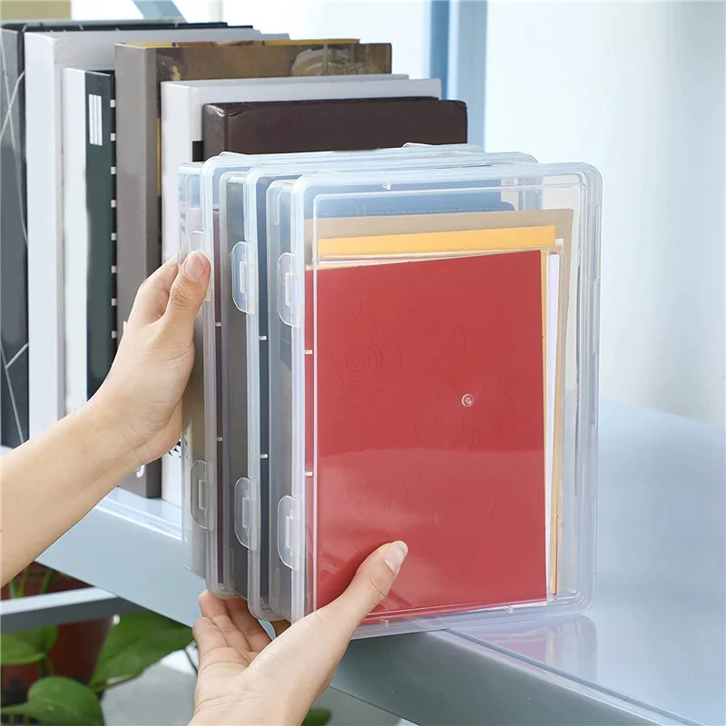 AB45 12 Buah Kotak Penyimpanan Plastik 7In X 9In X 2In dengan Tutup Wadah Plastik Organizer Kerajinan Serbaguna Kotak Pensil Bening
