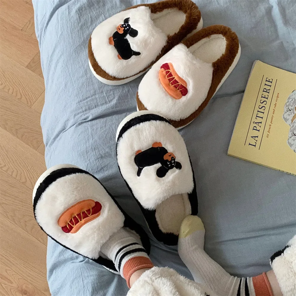 Winter Women's Slippers Cartoon Cute dog Indoor Warm Non-slip Soft Sole Good Breathable Homeshoes Fashion Causal Cotton Shoes