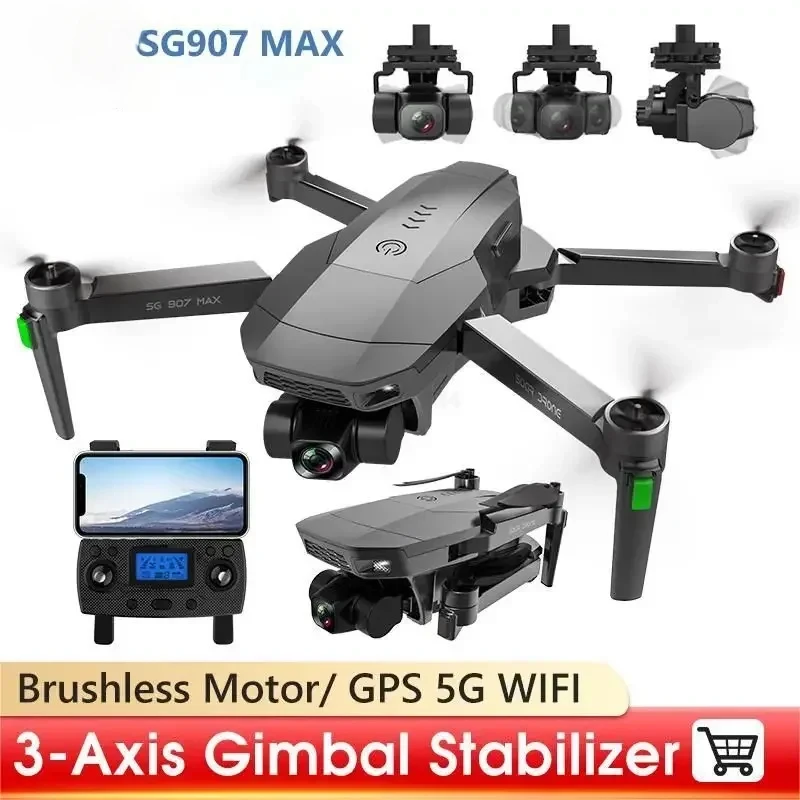 SG907 MAX Professional Brushless Drone FPV 3-Axis Gimbal 4K HD Dual Camera Drones 5G WIFI GPS Foldable Quadcopter RC dron Toy